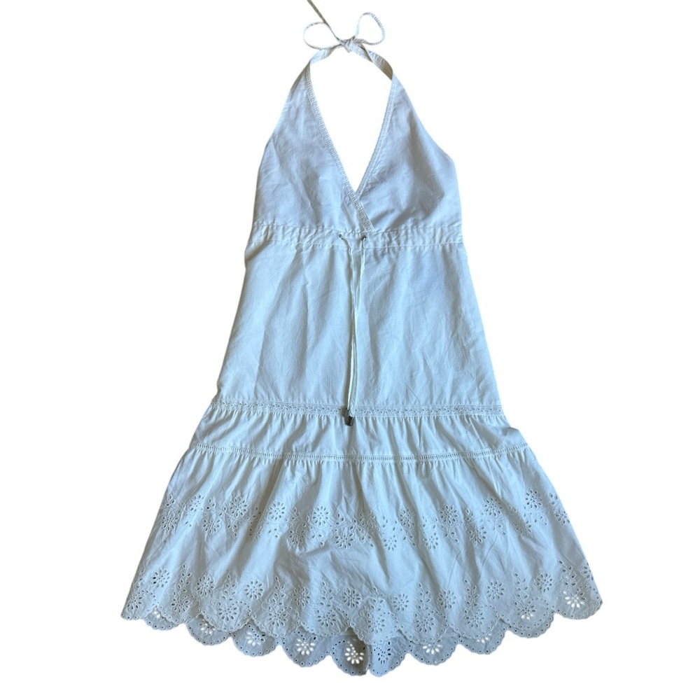 Burberry | Size 6 | White Cotton Dress with Lace Detail